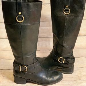 Tall Black Faux Leather Boots